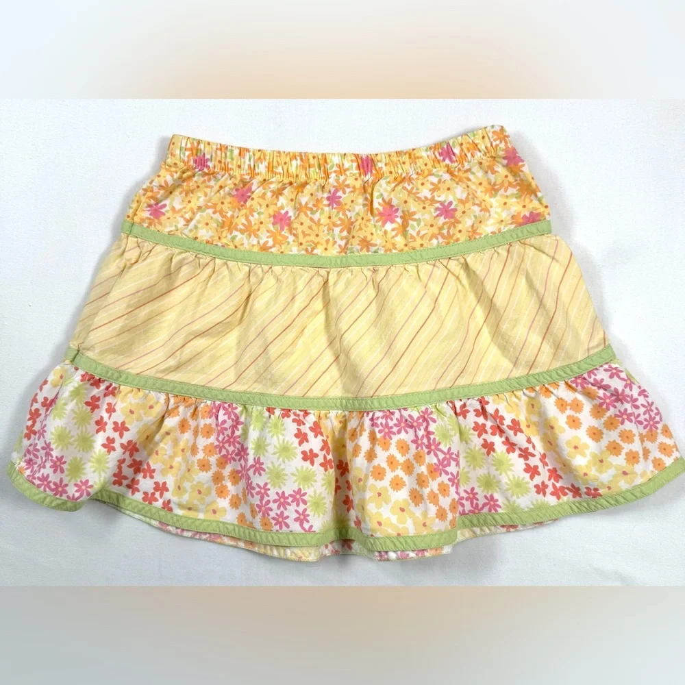 GYMBOREE VINTAGE Freshly Picked Floral Yellow‎ Cottagecore Tiered Skirt Size 6